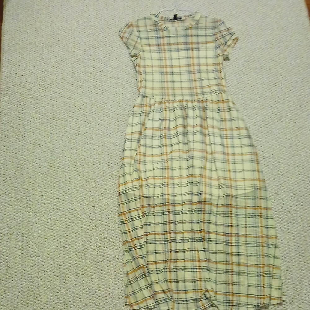 As U Wish Plaid Dress in Cream and Orange